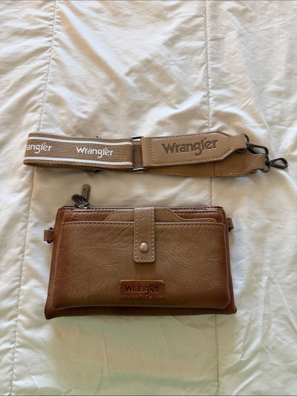 Wrangler Tan/Brown Leather-Style Crossbody Bag - NWOT